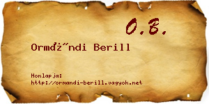 Ormándi Berill névjegykártya